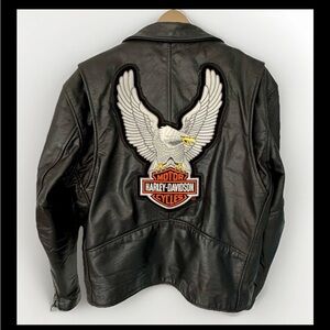 X element Motorcycle Leather Jacket-Harley Davidson Patch Back-ZipOut Liner XL